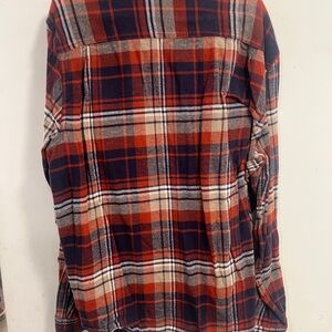 Casual orange-and Blue Button Down Shirt with Plaid Pattern